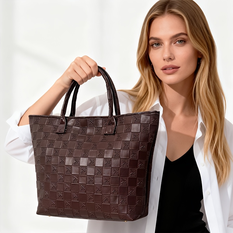 Luxury Quilted Bags - Sac fourre-tout matelassé marron foncé de