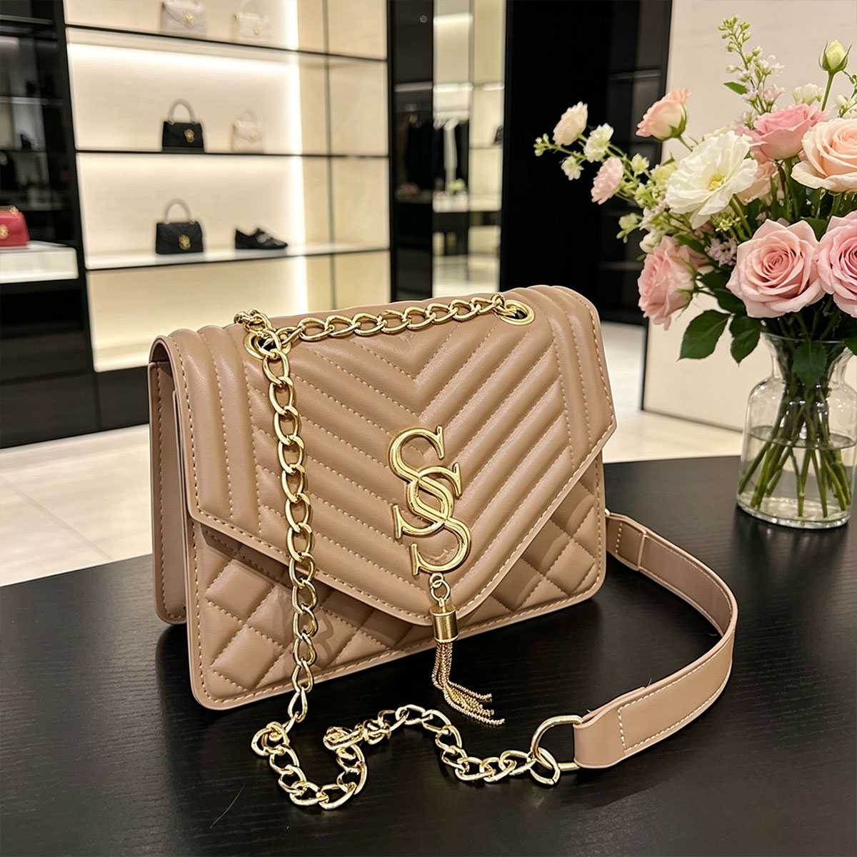 Luxury Quilted Bags - Sac bandoulière matelassé Argyle élégant de