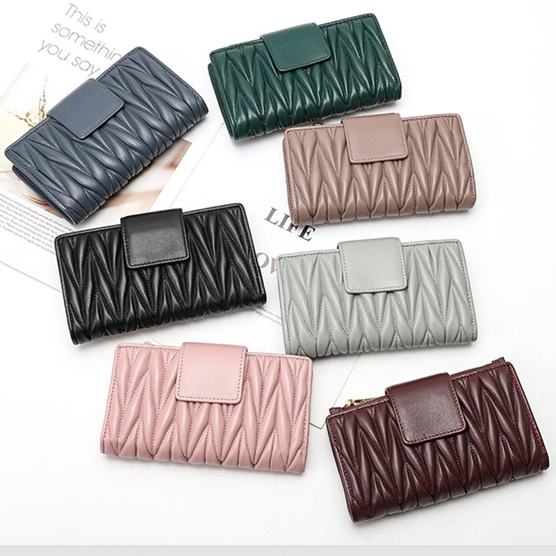 Luxury Quilted Bags - Portefeuille en cuir véritable de mouton